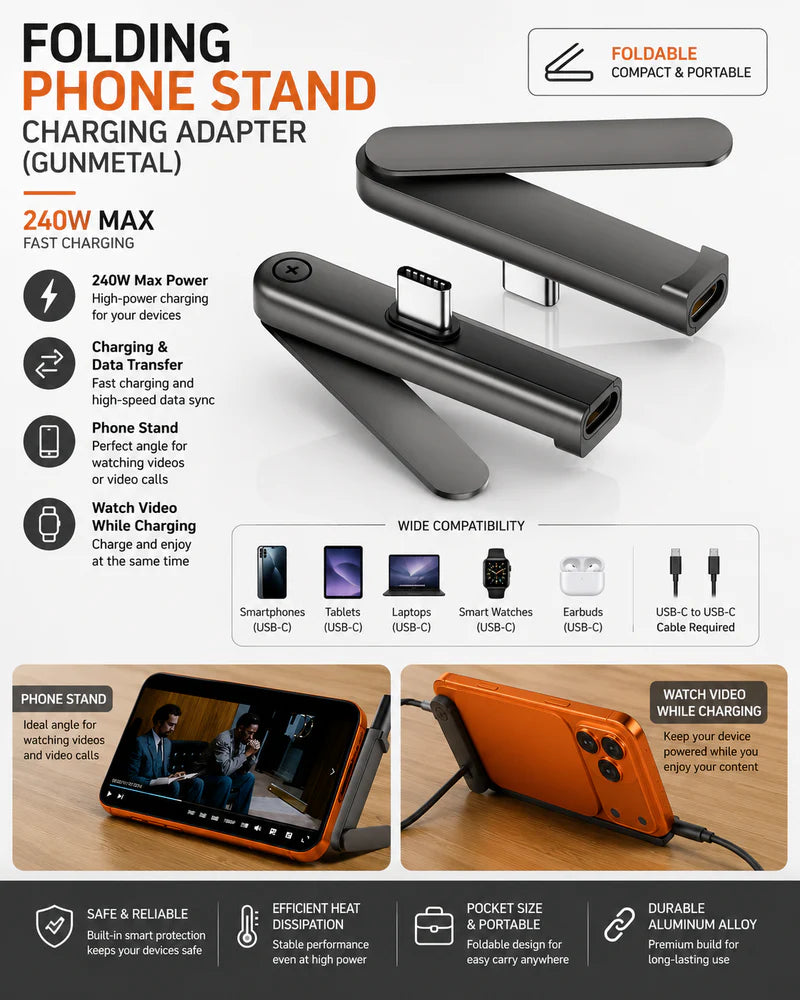 USB-C Foldable Phone Stand Adapter | محول حامل هاتف قابل للطي بمنفذ USB-C